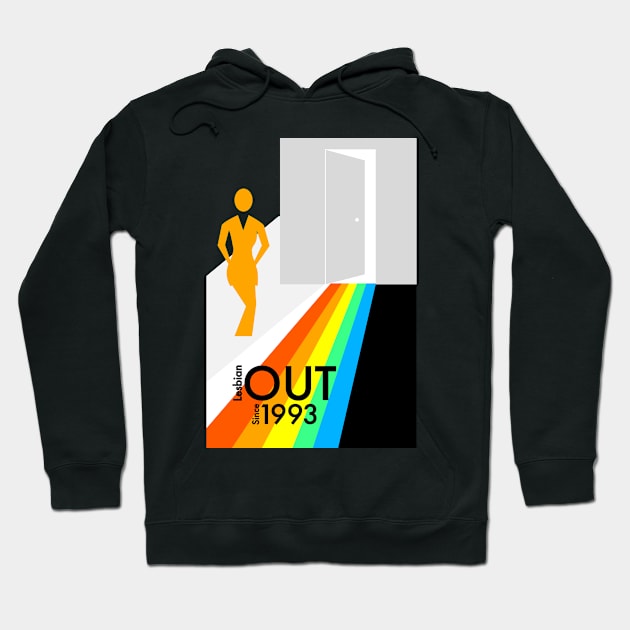 Lesbian out since 1993 Hoodie by irresolute-drab